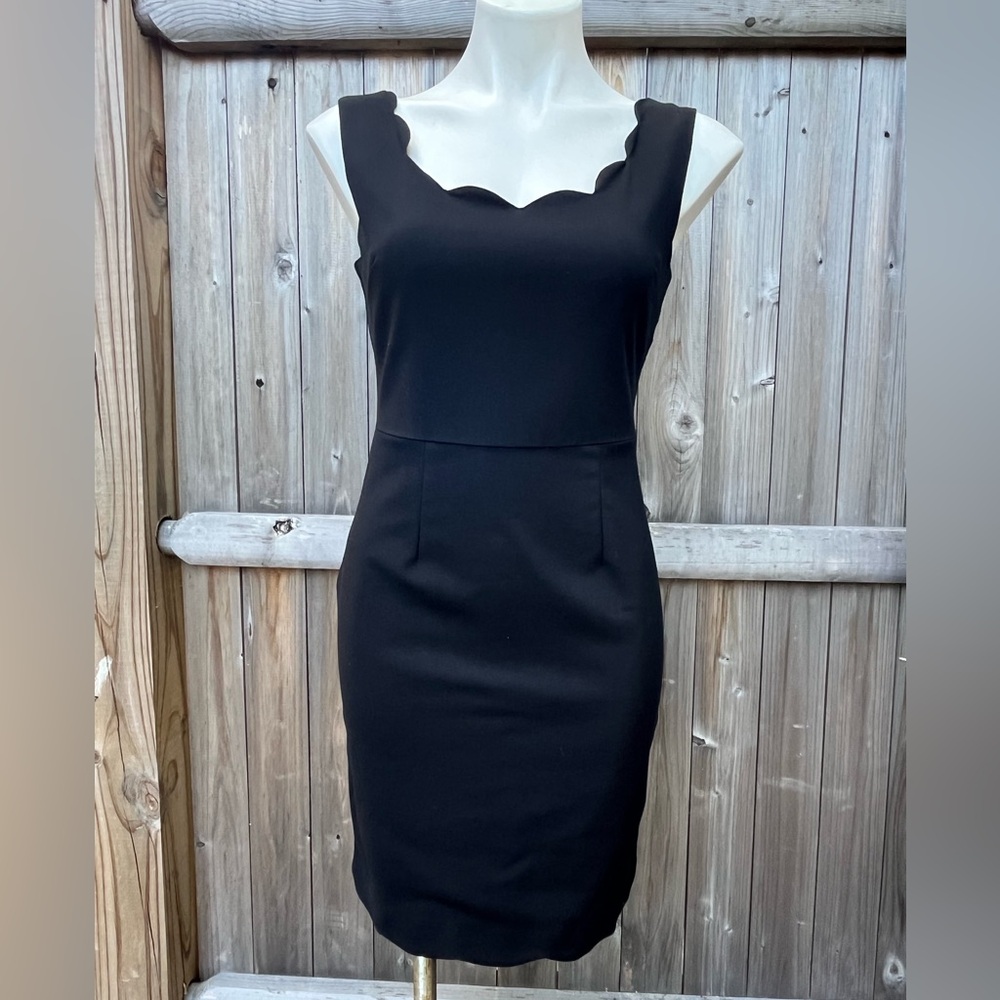 ALYTHEA Black Scallop Neck Dress